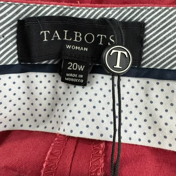 Talbots Heritage Cropped Ankle Pants 20W Red Cotton‎ Spandex NWT PT-2641 - Picture 13 of 14